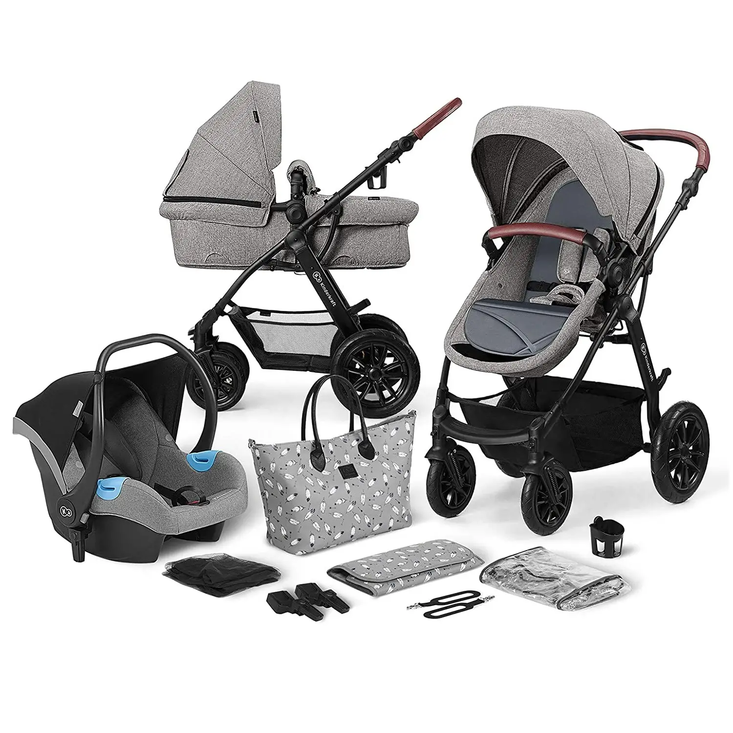 Trio Xmoov 3in1 Travel System Grey - Passeggino Multifunzionale Kinderkraft - trio e modulari