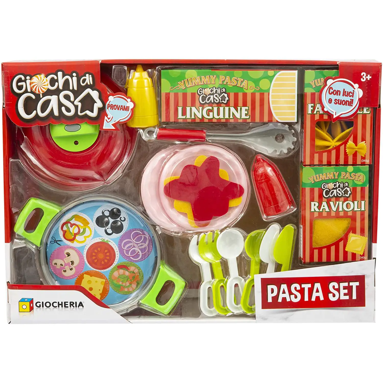 Giochi di Casa - Set Pasta per Bambini con Accessori e Effetti Sonori - Alimenti, mercatini, stoviglie