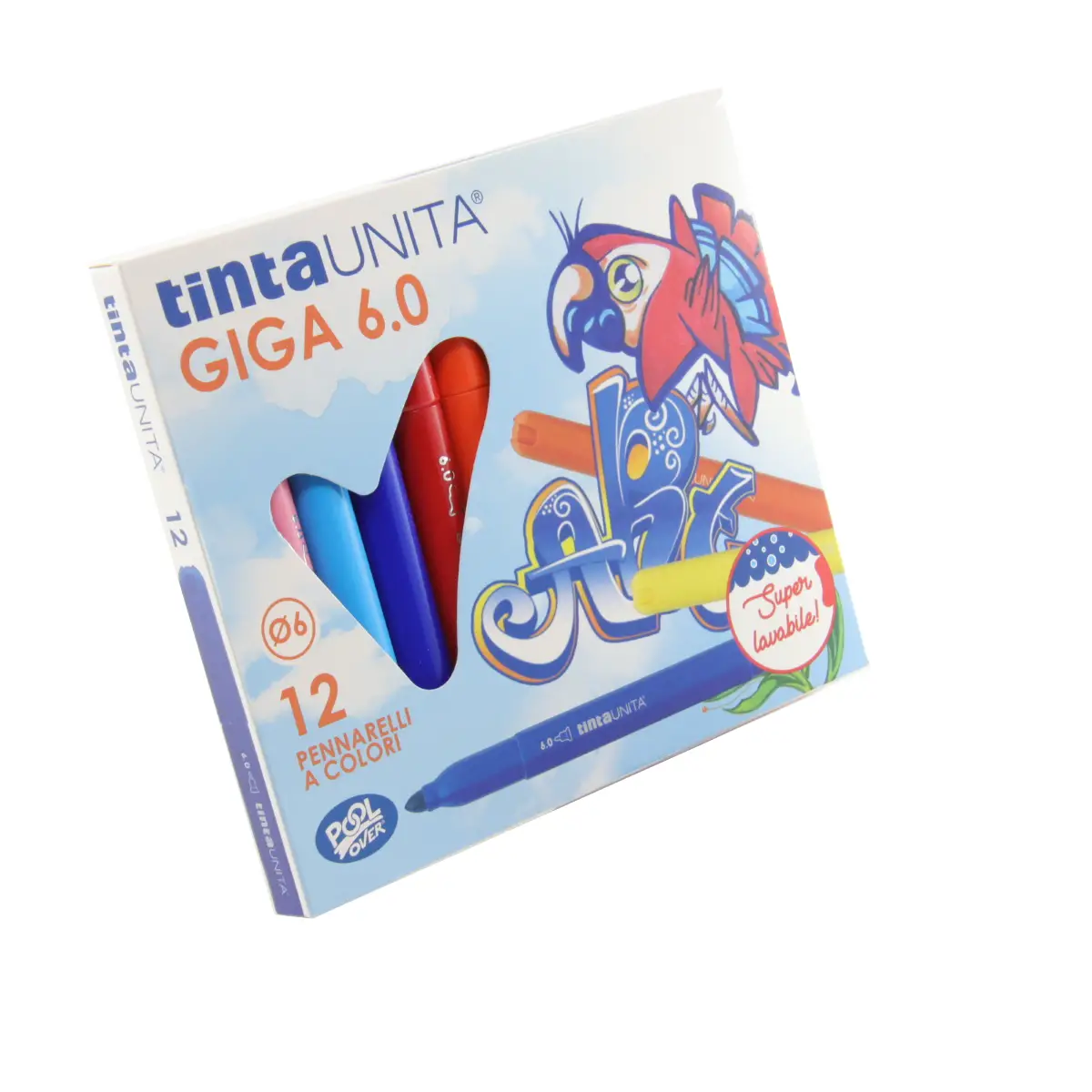 Pennarelli Tinta Unita Giga 6.0 - Punta Jumbo 6 mm - Set 12 Colori - Pennarelli