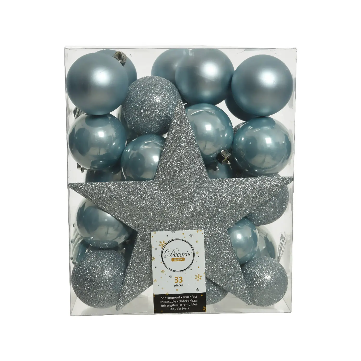 Box 33 Sfere di Natale - Diametro 8 cm - Misty Blue - addobbi albero