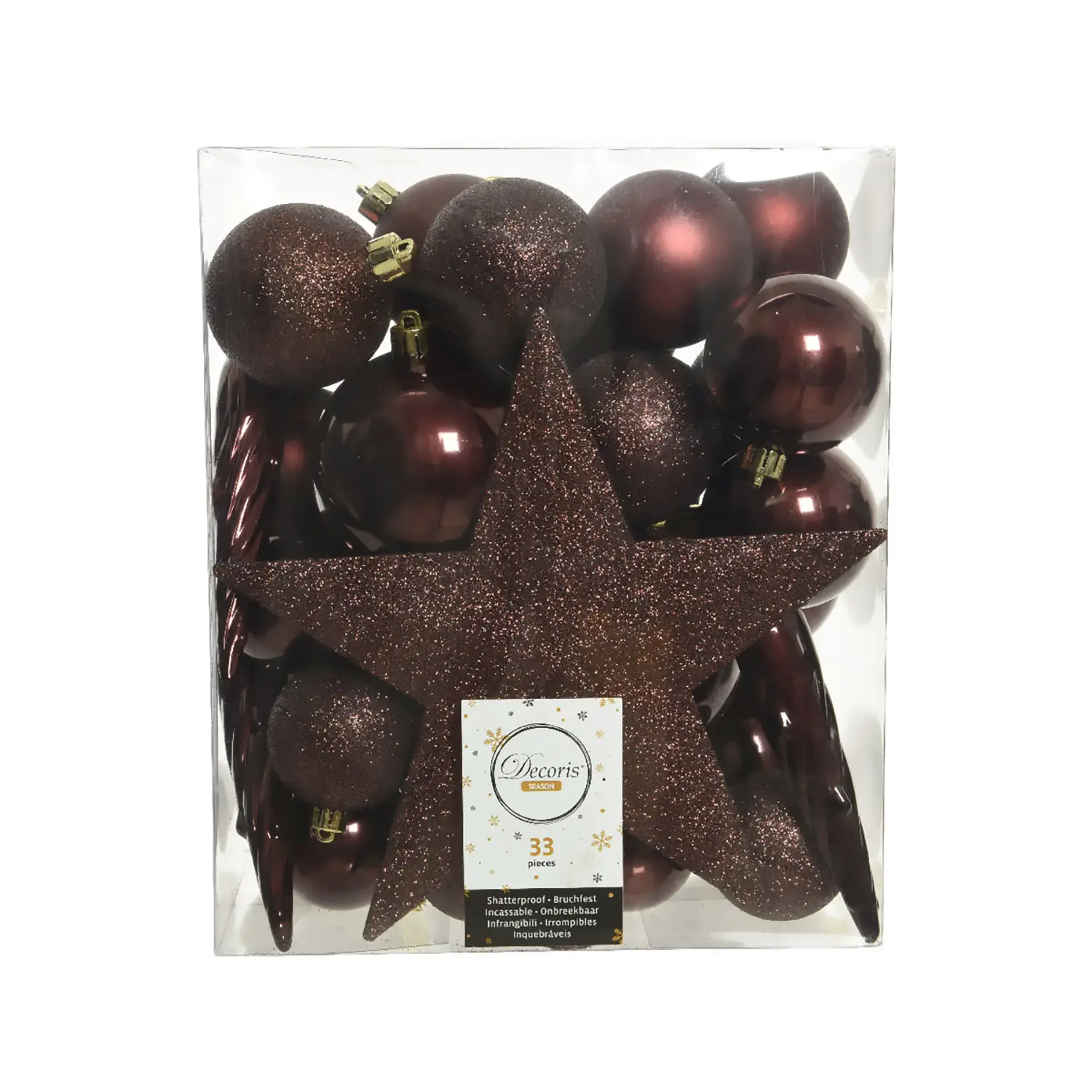 Box 33 Sfere di Natale - Diametro 8 cm - Redwood - addobbi albero