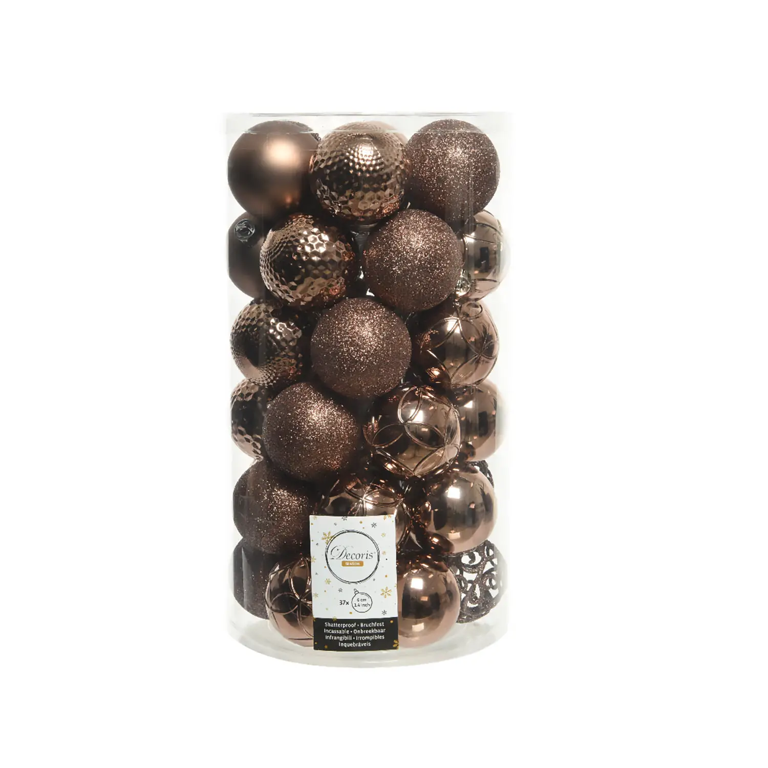 Box 37 Sfere di Natale - Diametro 6 cm - Walnut - addobbi albero