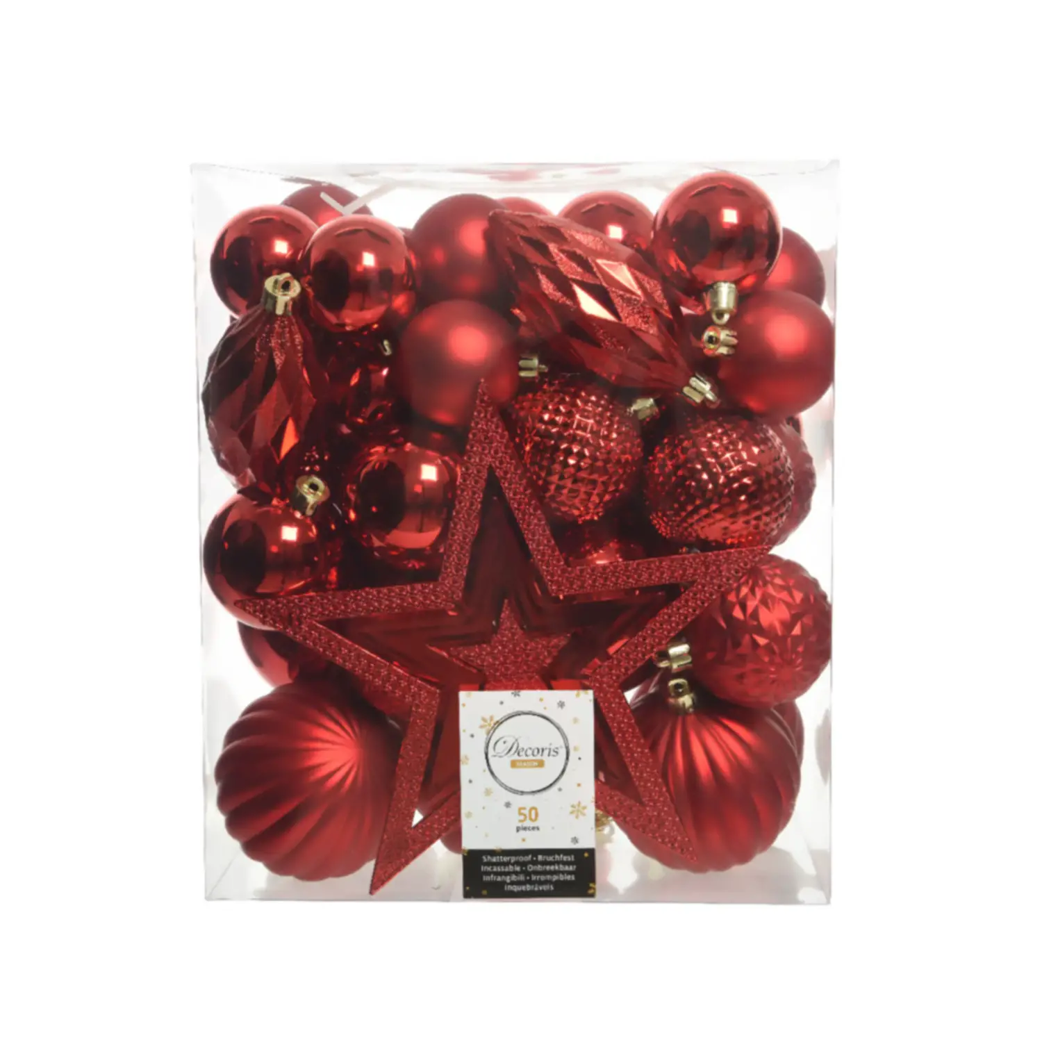 Box 50 Sfere di Natale - Diametro 8 cm - Christmas Red - addobbi albero