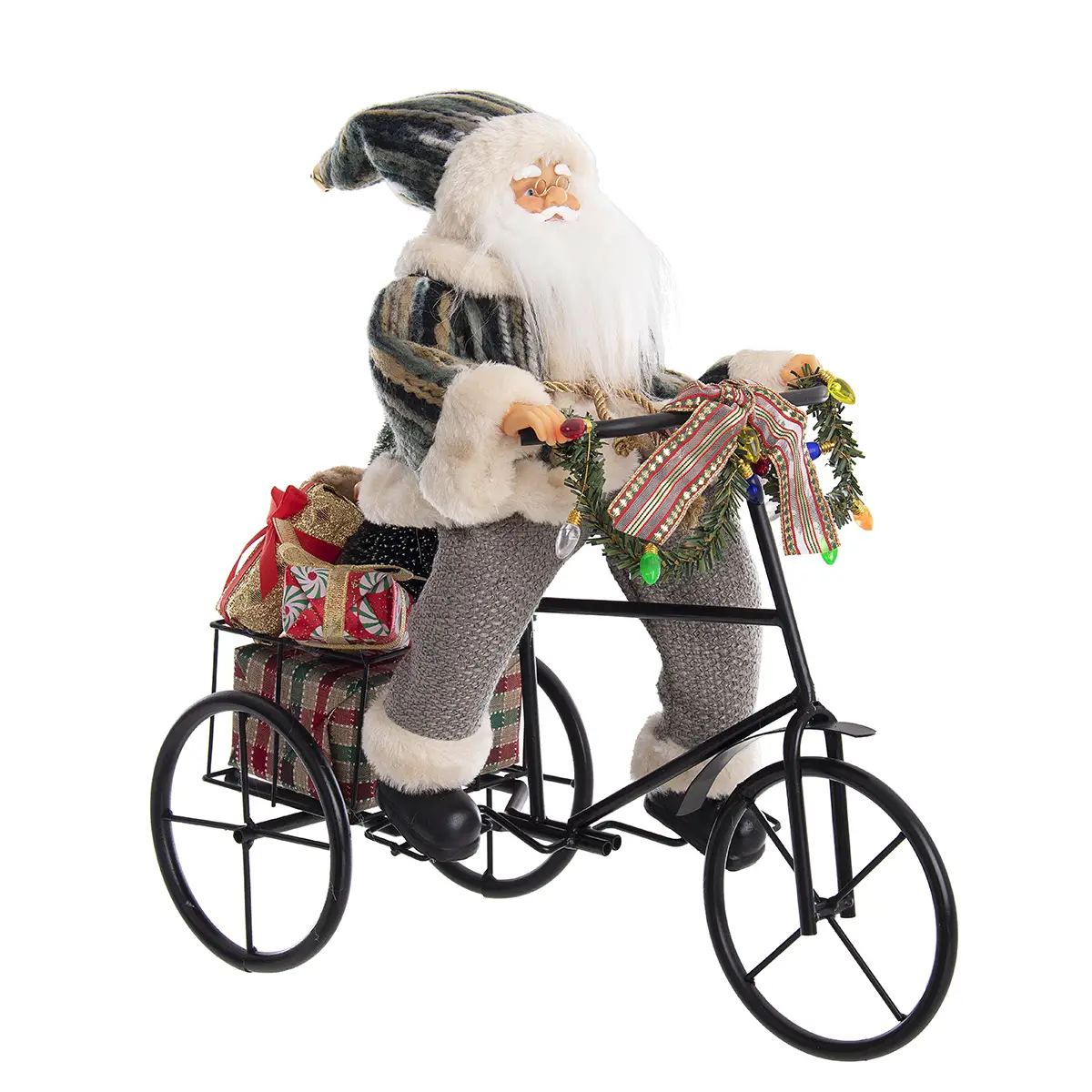 Babbo Charles Verde con Triciclo – Altezza 40 cm - addobbi casa