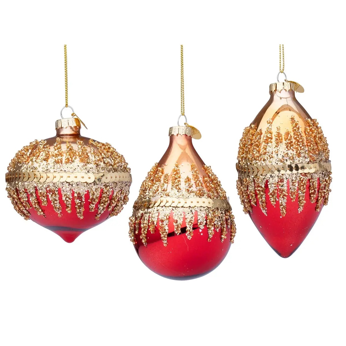 Pendaglio VT Show Oro-Rosso – Assortimento da 3 pezzi - addobbi albero