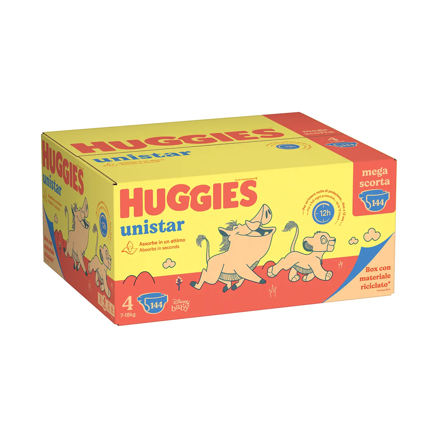 Huggies Unistar Megapack Diapers - Size 4 - 7-18 Kg - 144 Pieces - diapers and wipes