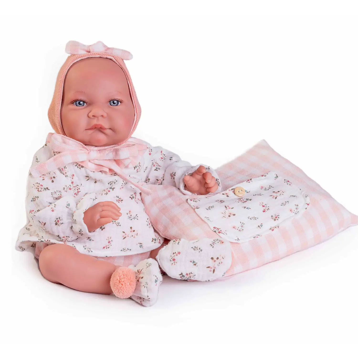Bambola Appena Nata Nica con Cappellino e Cuscino con Tasche – 42 cm - Bambole e accessori
