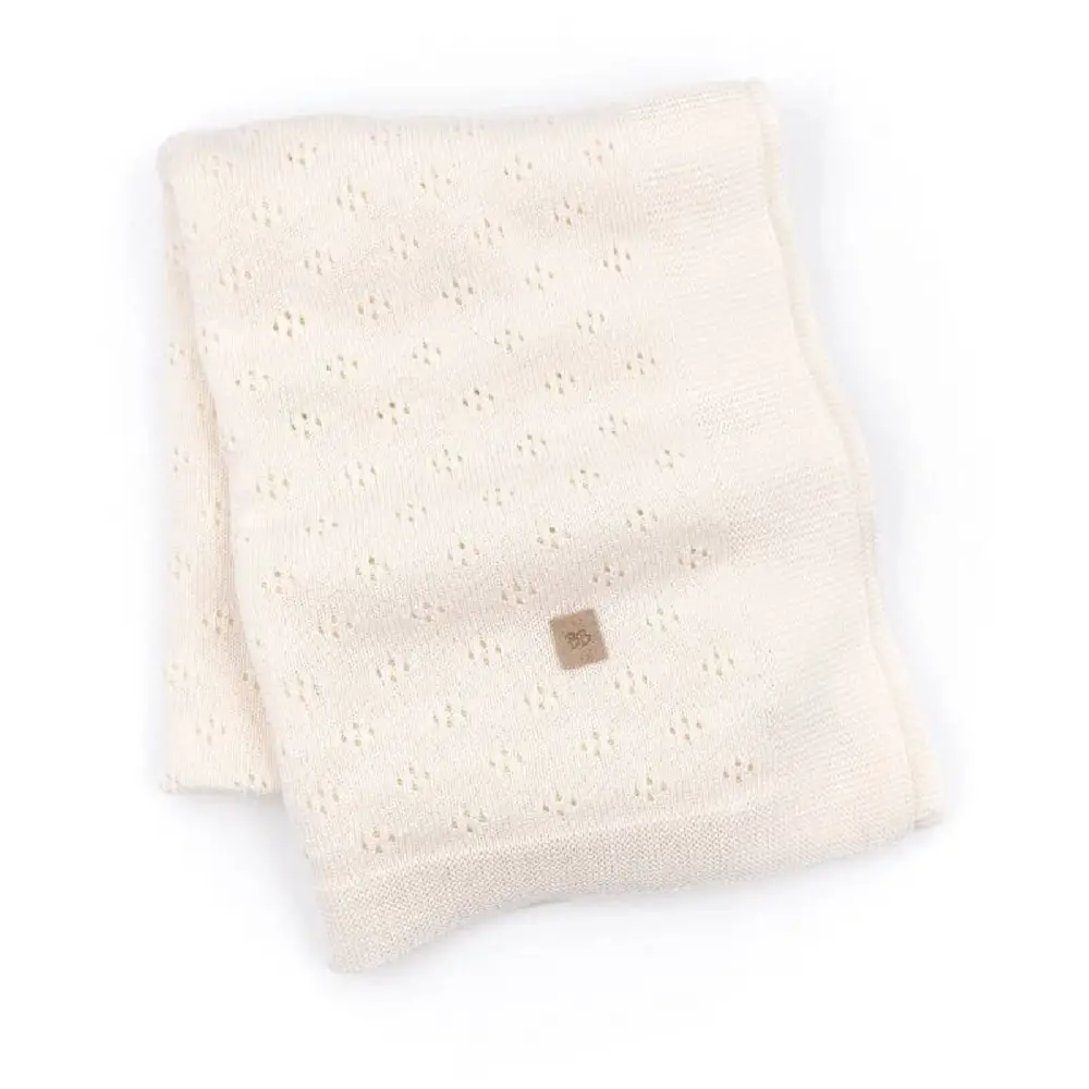 Bamboom Copertina Traforata Estiva Lavorata a Maglia Neonato 75x100cm. Panna - lenzuolini