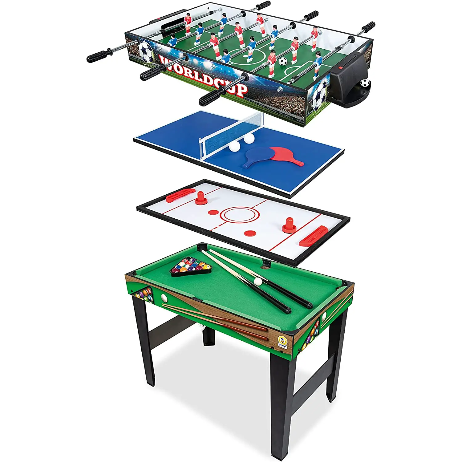 Tavolo da Gioco 4 in 1 – Calcetto, Ping Pong, Biliardo e Air Hockey - tavoli gioco