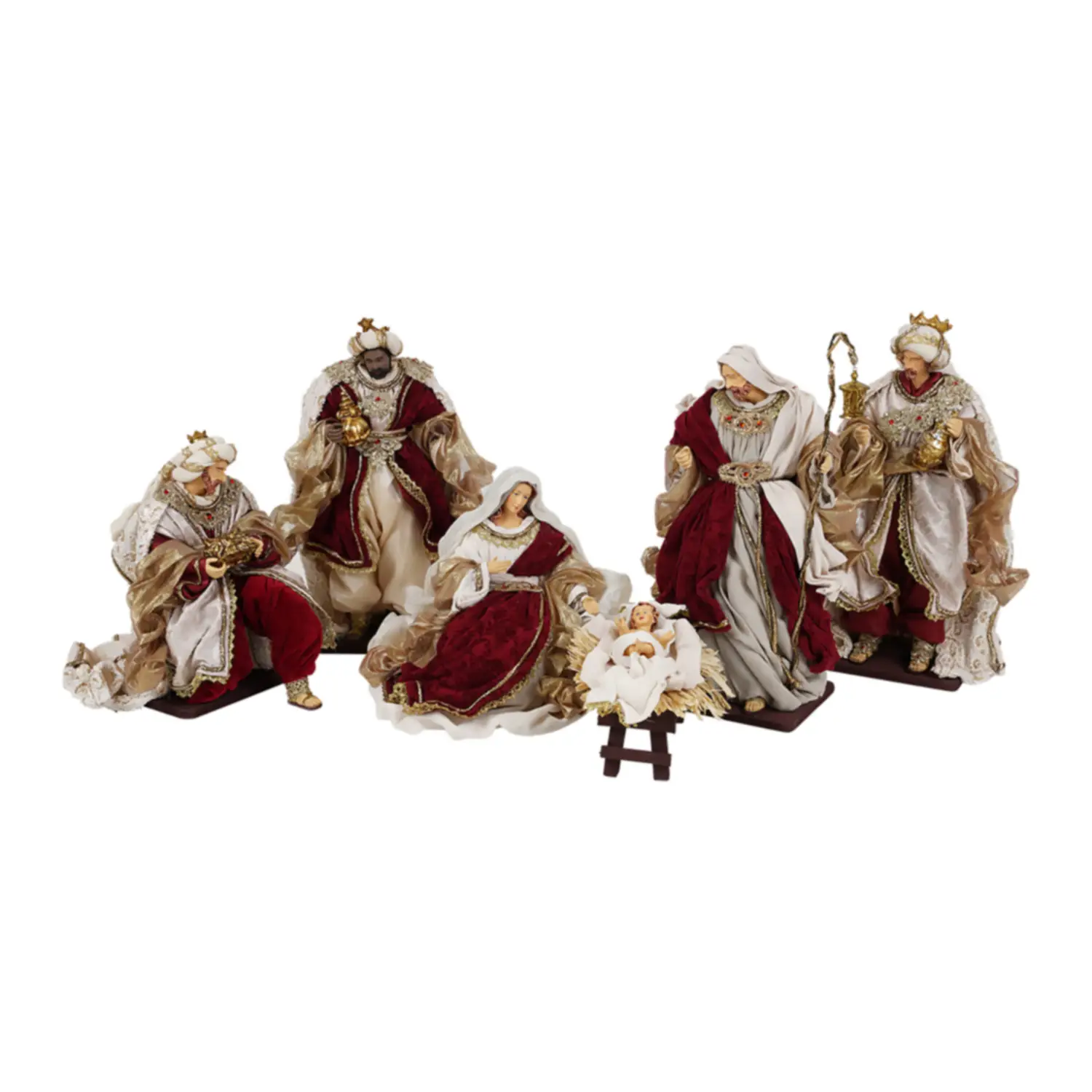 Presepe Natalizio Rosso Oro, 6 Pezzi - presepi