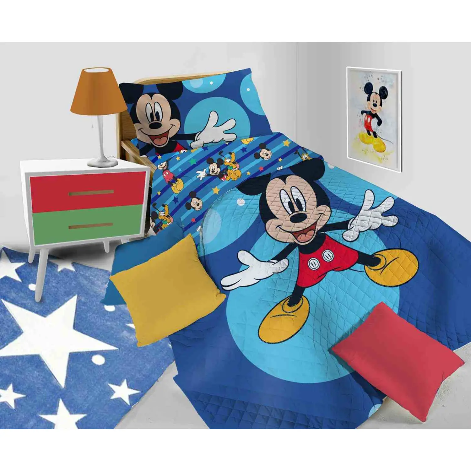 Coperta Trapuntata 1 Piazza Piazzato Mickey Mouse - regalo e gadget valigeria