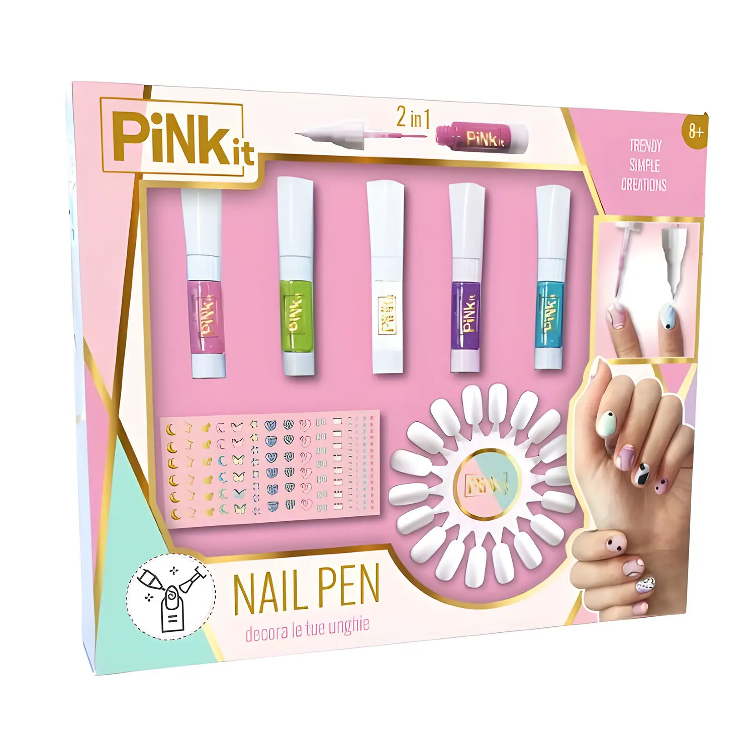Pink It Nail Art Set - Kit di Smalti e Adesivi per Unghie - bellezza e accessori