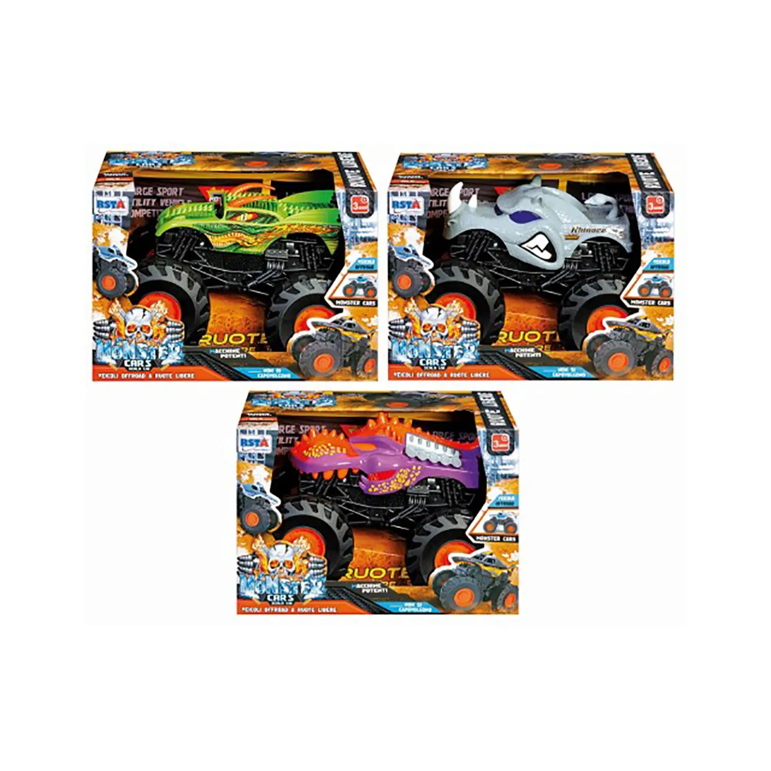 Auto Monster Cars 3 Modelli Assortiti - modellini