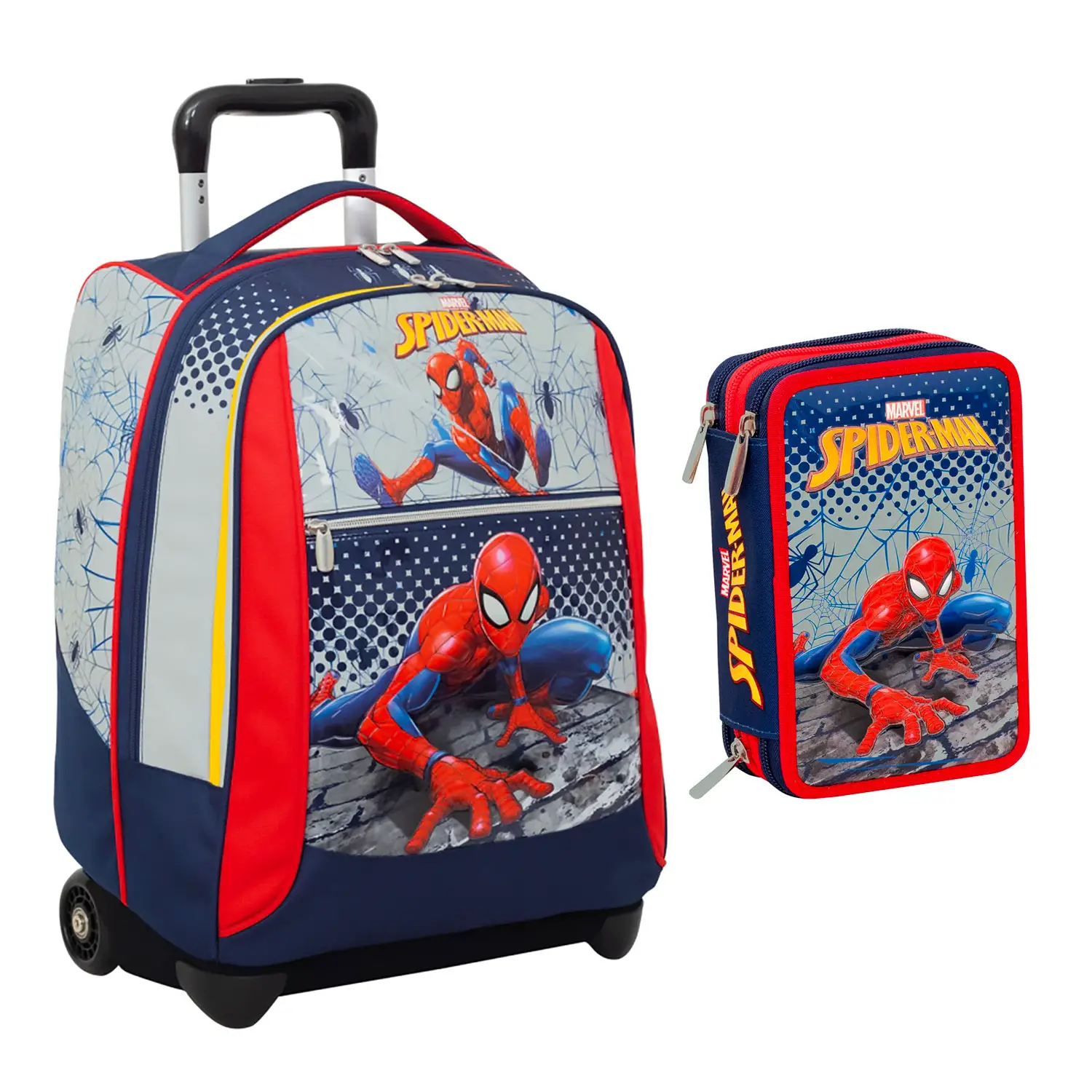 Schoolpack Spiderman Webbed Wonder: Big Trolley School Backpack with 3 Zip Pouch - School Backpacks