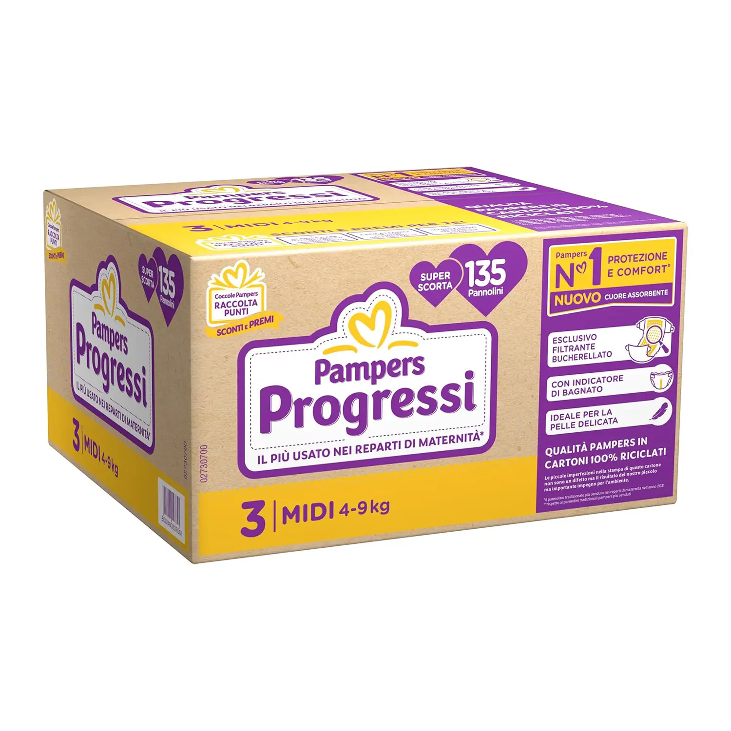 Pannolini Pampers Progressi Pentapack - Taglia 3 - 4-9 Kg - 135 Pezzi - pannolini e salviettine