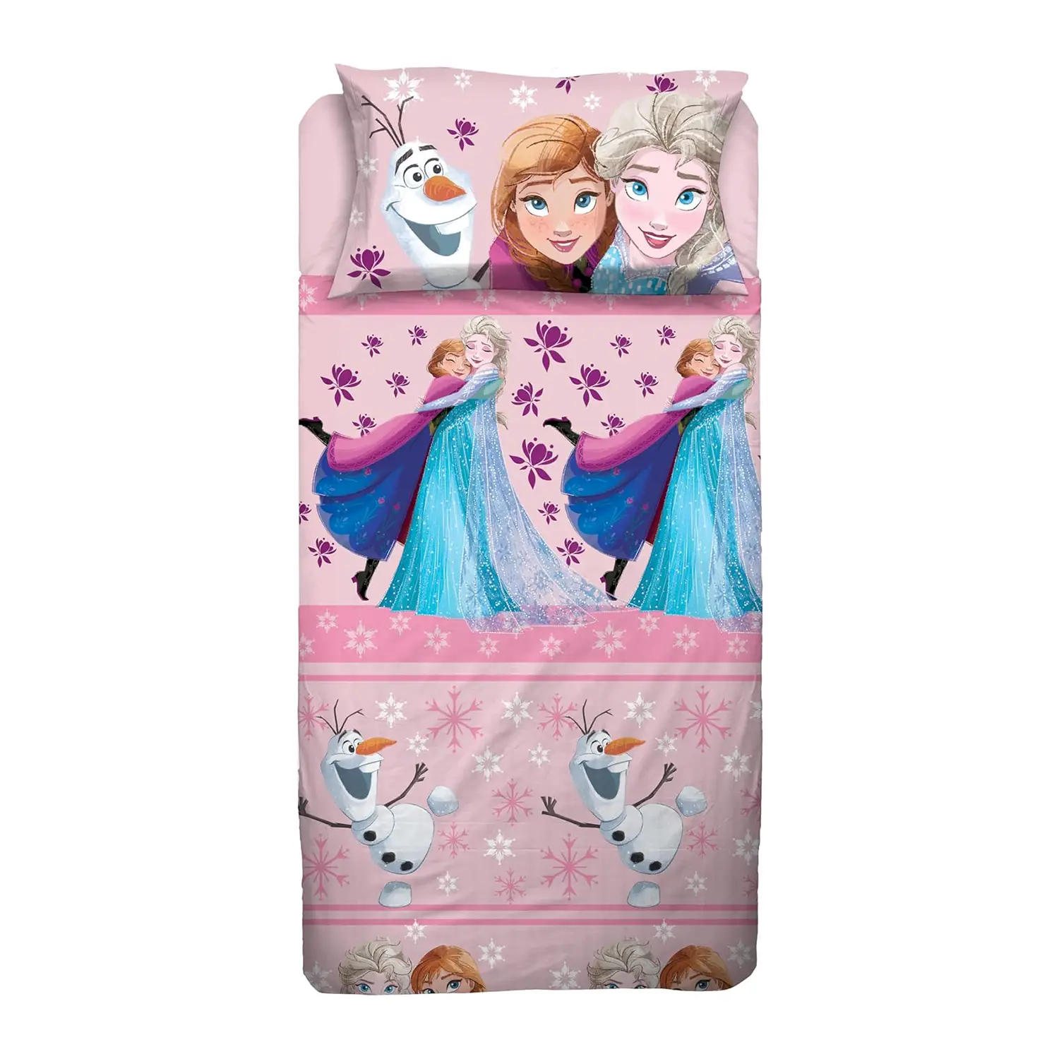 Pink Frozen Single Bed Sheet Set - 100% Cotton - gift and luggage gadgets