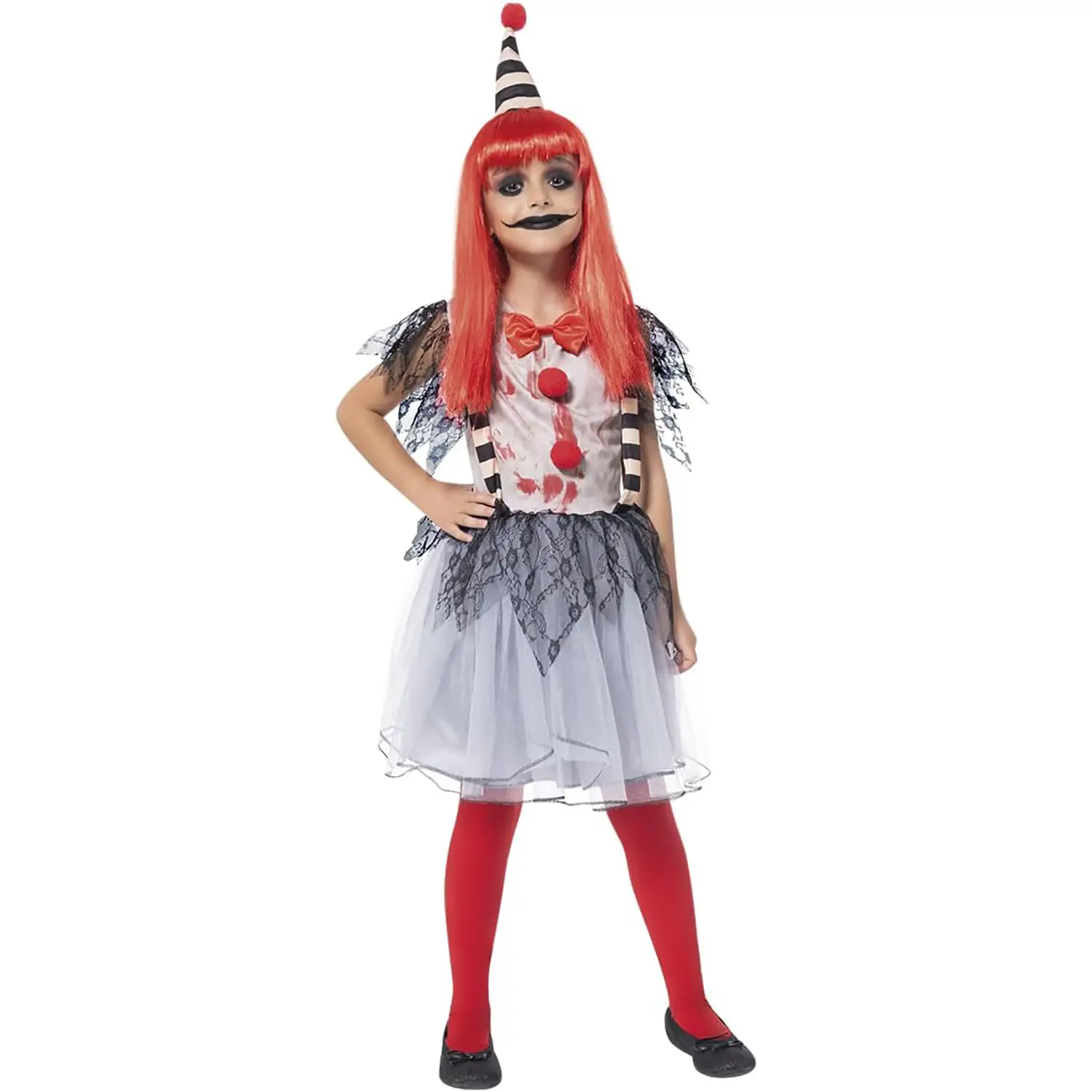 Costume Clown Insanguinato per Bambine - Taglia S - 7/8Anni - Abiti halloween