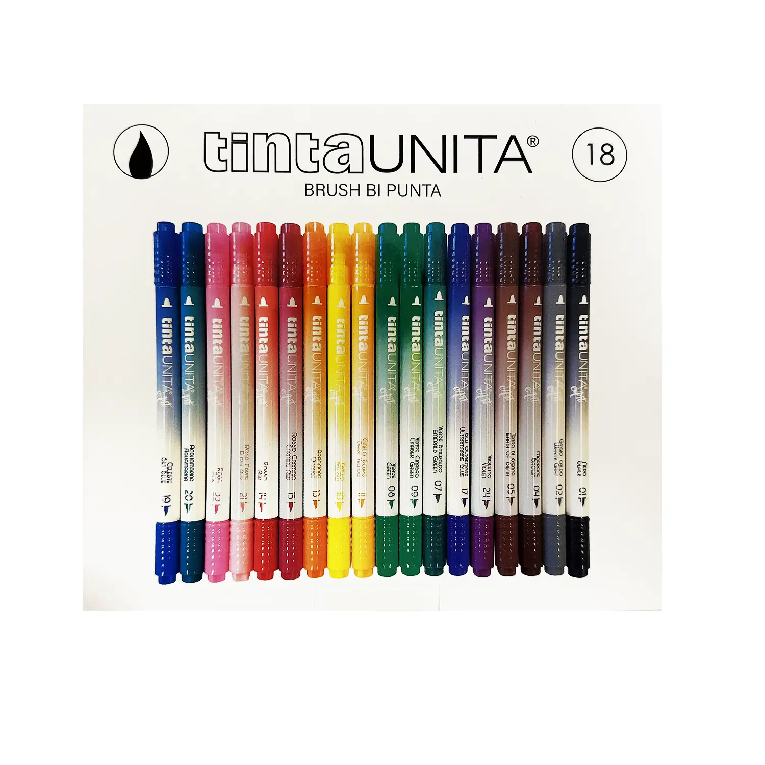 Solid Color 18 Bi-Point Brush Markers - Creativity Without Limits - Markers