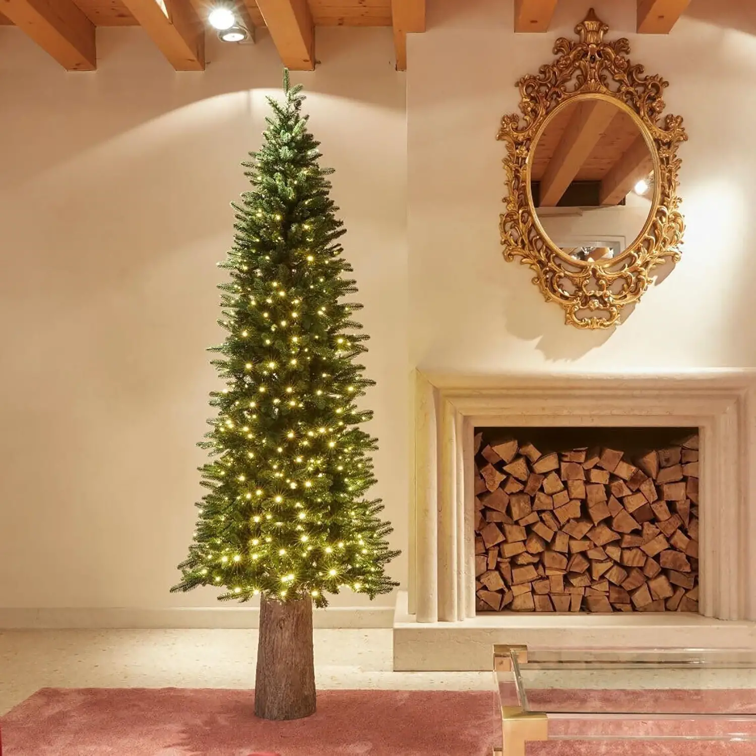 Albero di Natale Pino Slim – 240 cm Verde con Luci LED - alberi