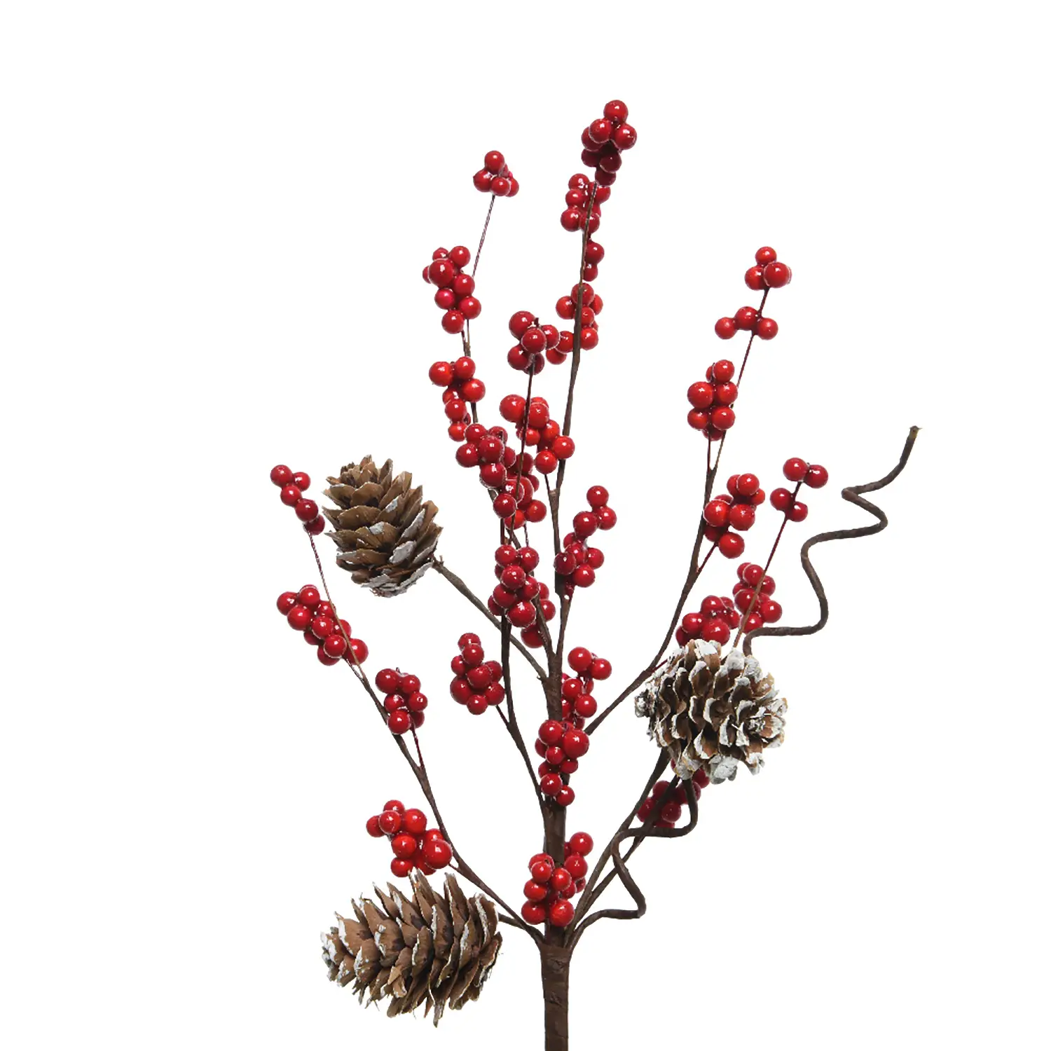 Stelo Decorativo Natale Con Bacche Rosse E Pigne Innevate - addobbi casa