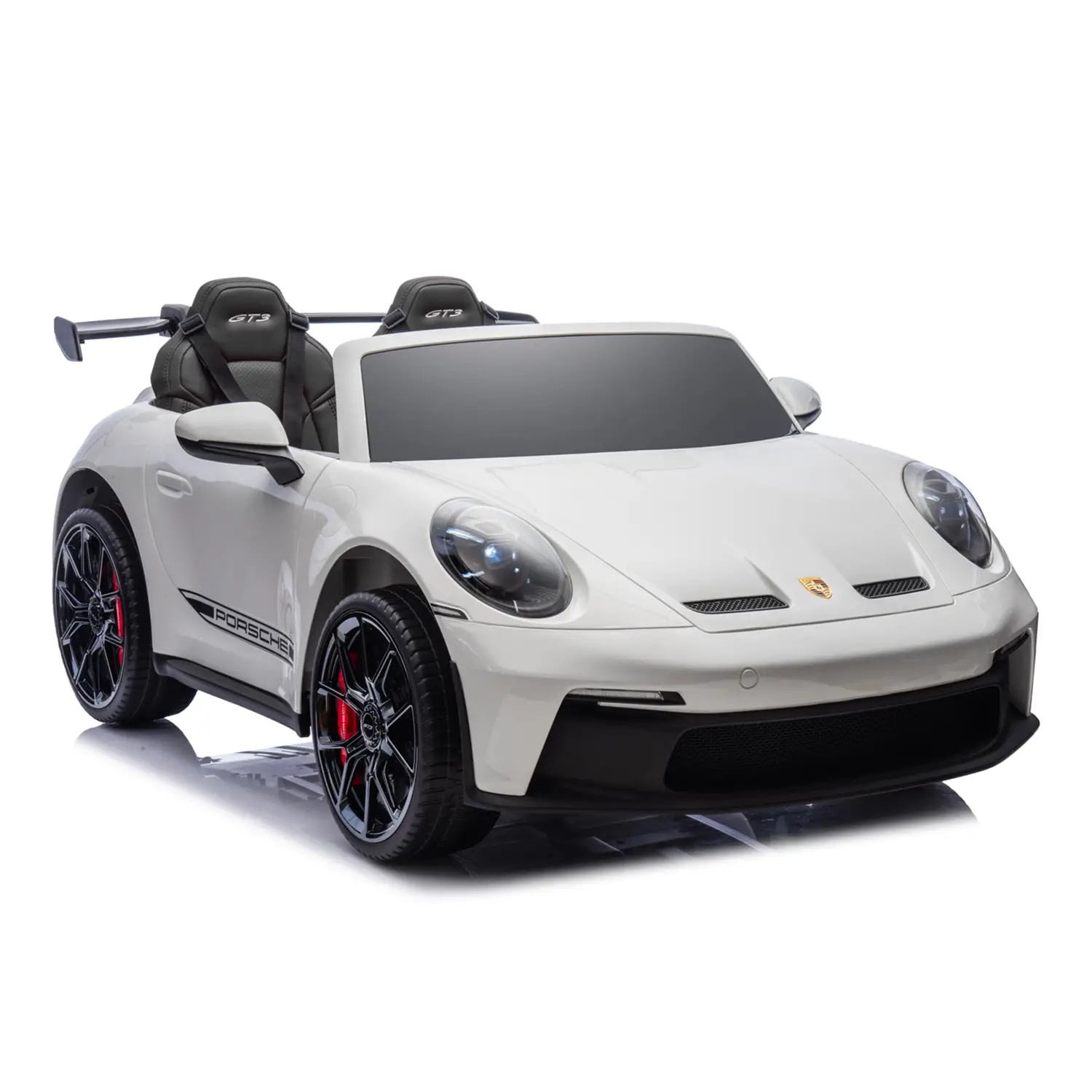 Auto Elettrica per Bambini Porsche 911 GT3 Bianca con Sedili in Pelle e 2 Motori da 35W - auto
