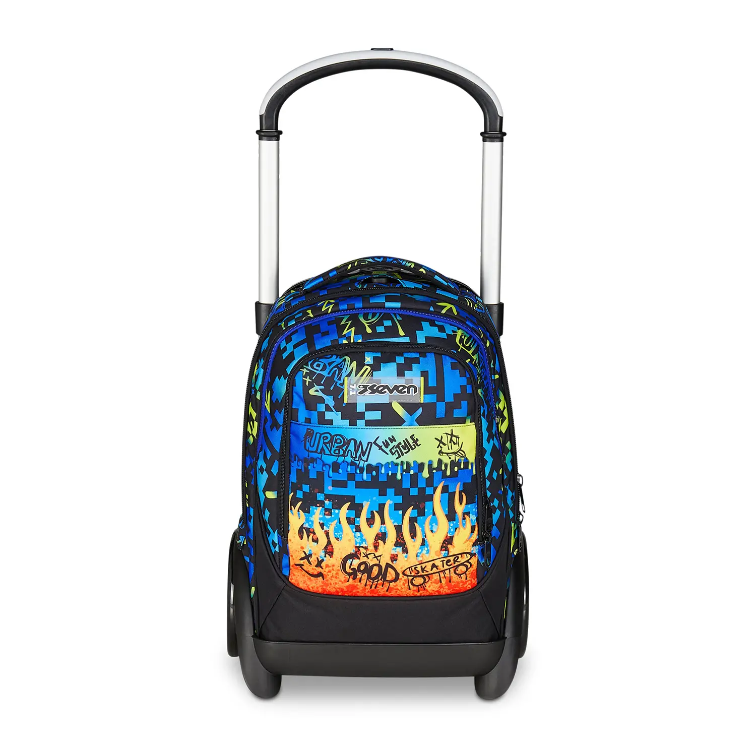 Scribbled Flame Tyre Trolley School Backpack - trolley backpacks