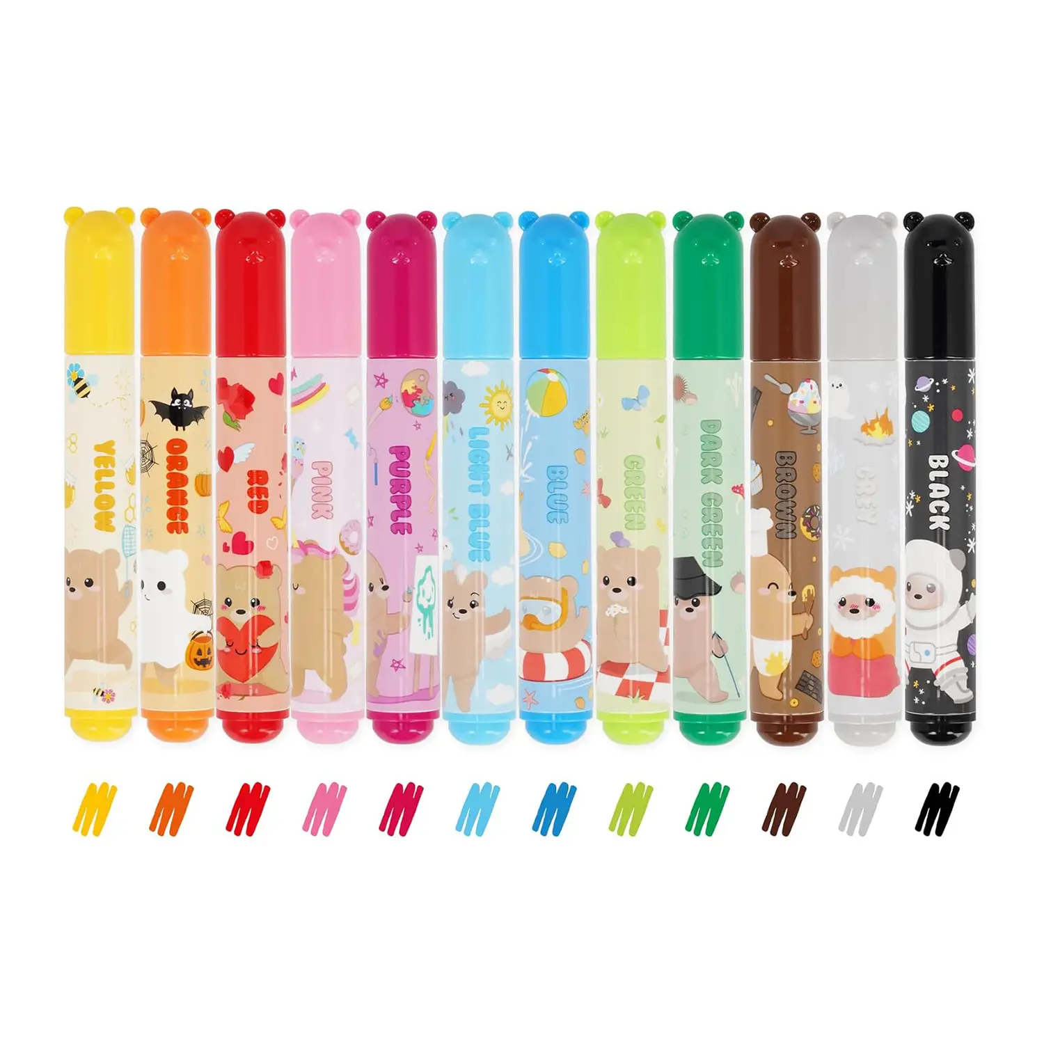 Legami - Set di 12 Pennarelli - Teddy Friends, TEDDY BEAR 12 Colori Assortiti - regalo e gadget valigeria