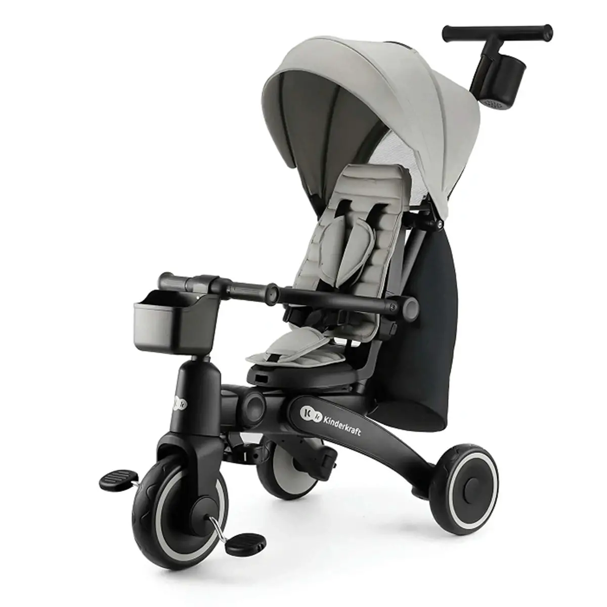 Kinderkraft JAZZ 2 Rocket Grey Folding Tricycle - Tricycles and First Steps