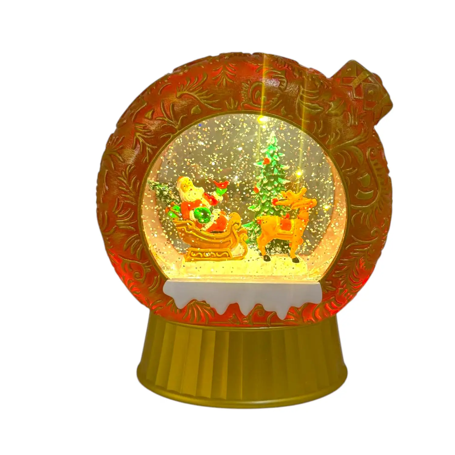 Sfera Glitter LED H20cm Rossa con Musica e Luce Acqua - scene e villaggi