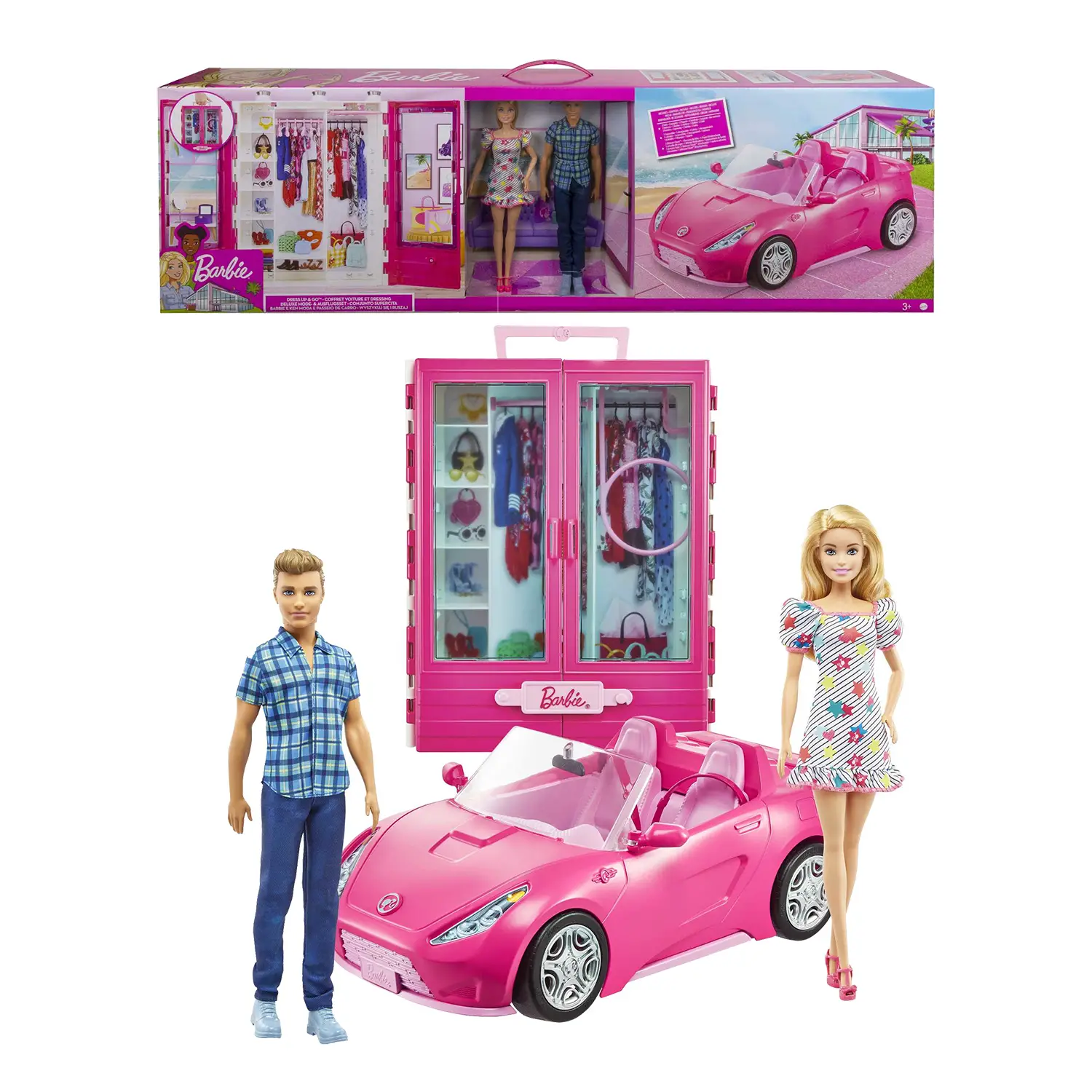 Barbie Cabrio + Ken + Armadio Portatile – Set 3 in 1 Deluxe - collezionabili bambina