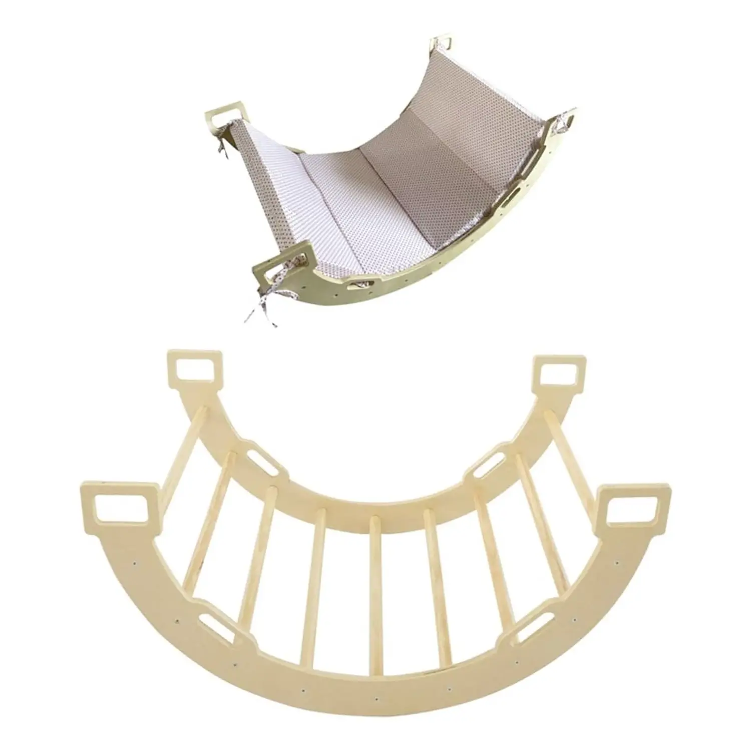 Arco Mutifunzione da Arrampicata e Dondolo 4 in 1 in Legno con Cuscino - Tricicli e primi passi