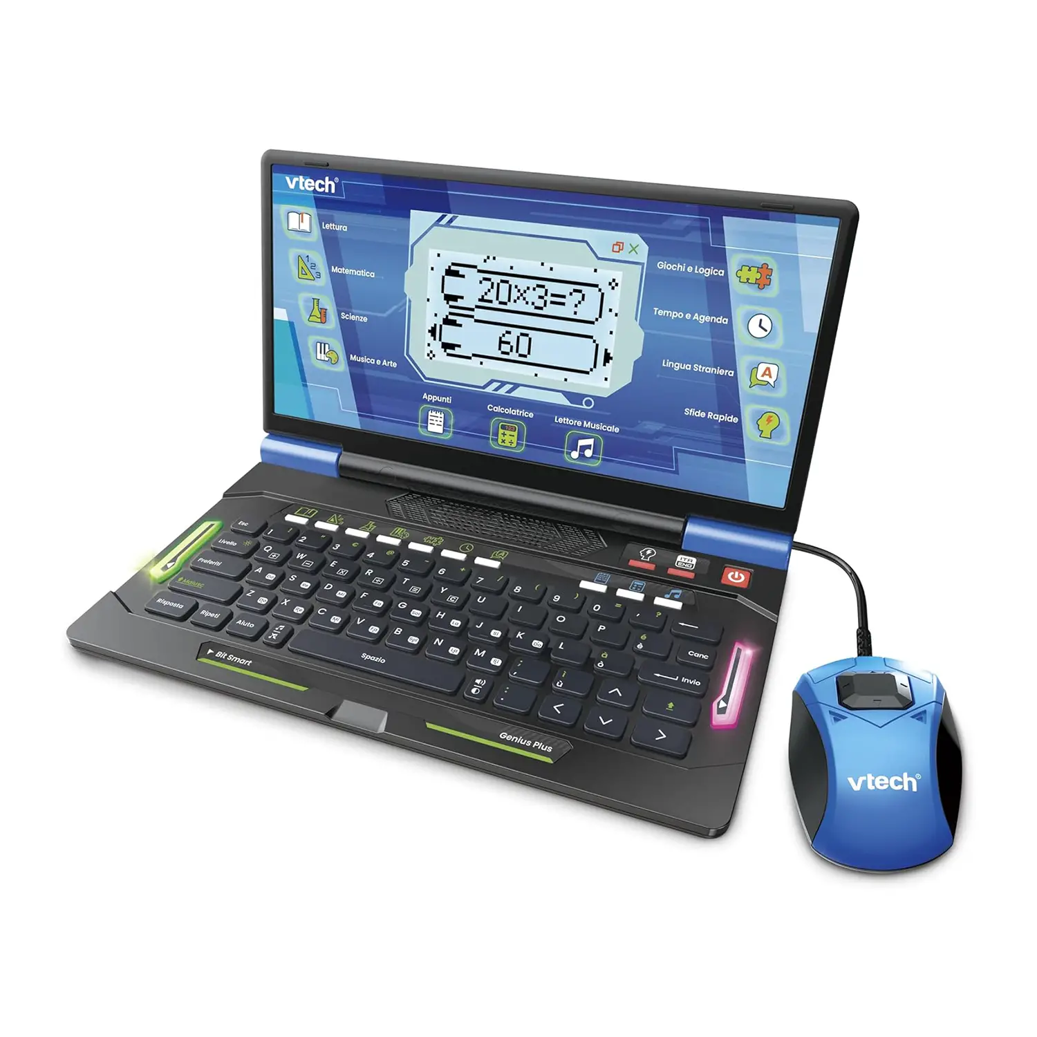 VTech Bit Smart Genius Plus Blu | Computer Didattico Bilingue 164 Attività - giochi elettronici