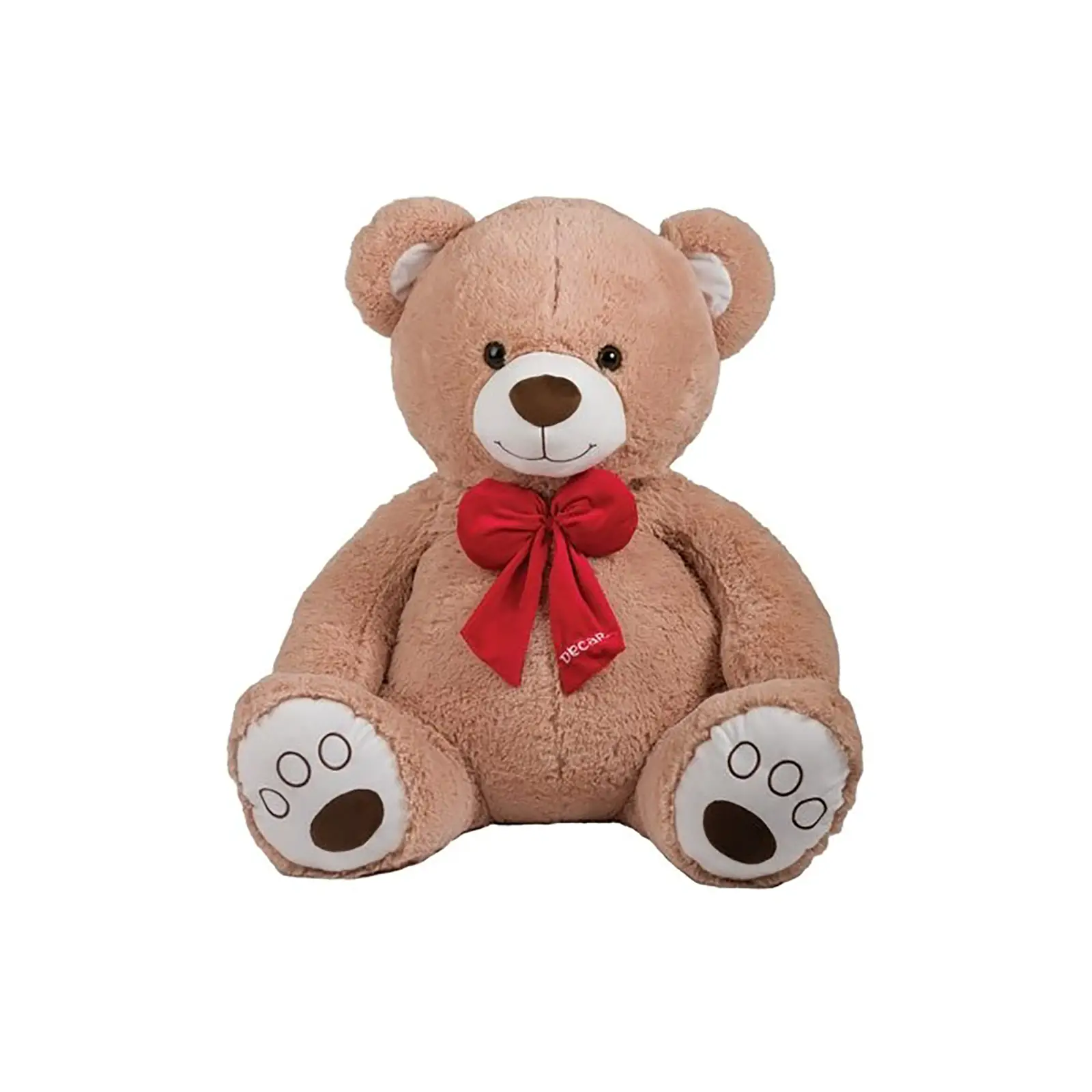 Peluche Orso Seduto Beige Con Fiocco Rosso 80Cm - peluches 0/36 mesi