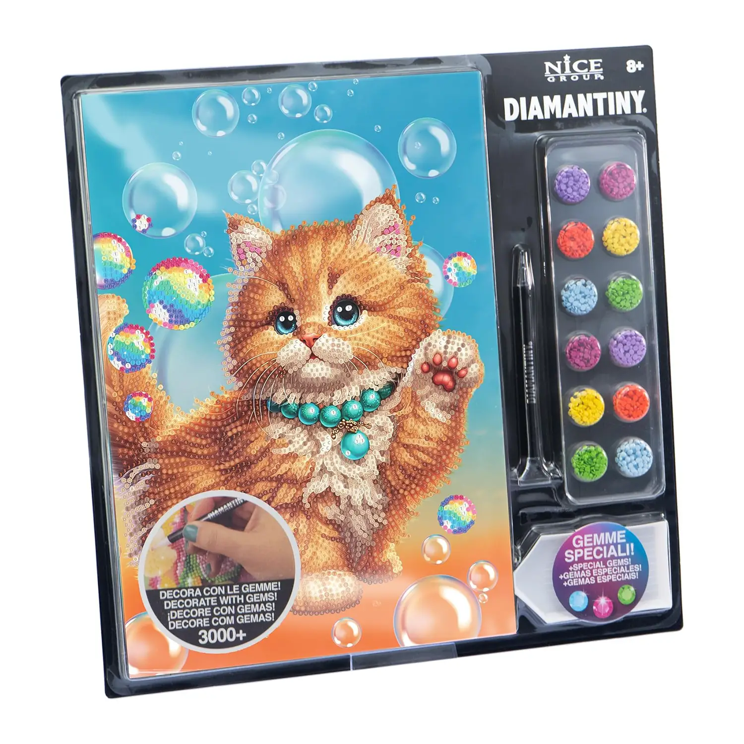 Quadro Crystal Art Diamantiny Level Up Gatto Rosso con 3000 Gemme - regalo e gadget valigeria