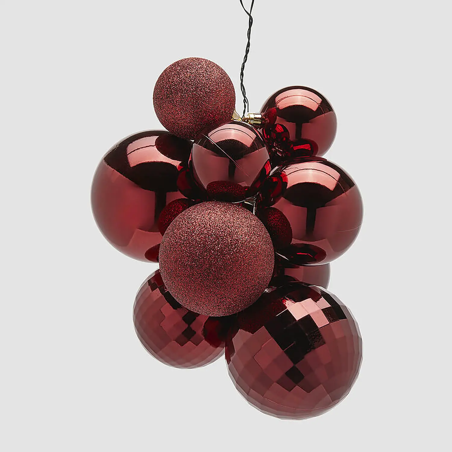 Addobbo Natale Grappolo Palline MirrorMix 10pz Burgundy EDG - addobbi albero