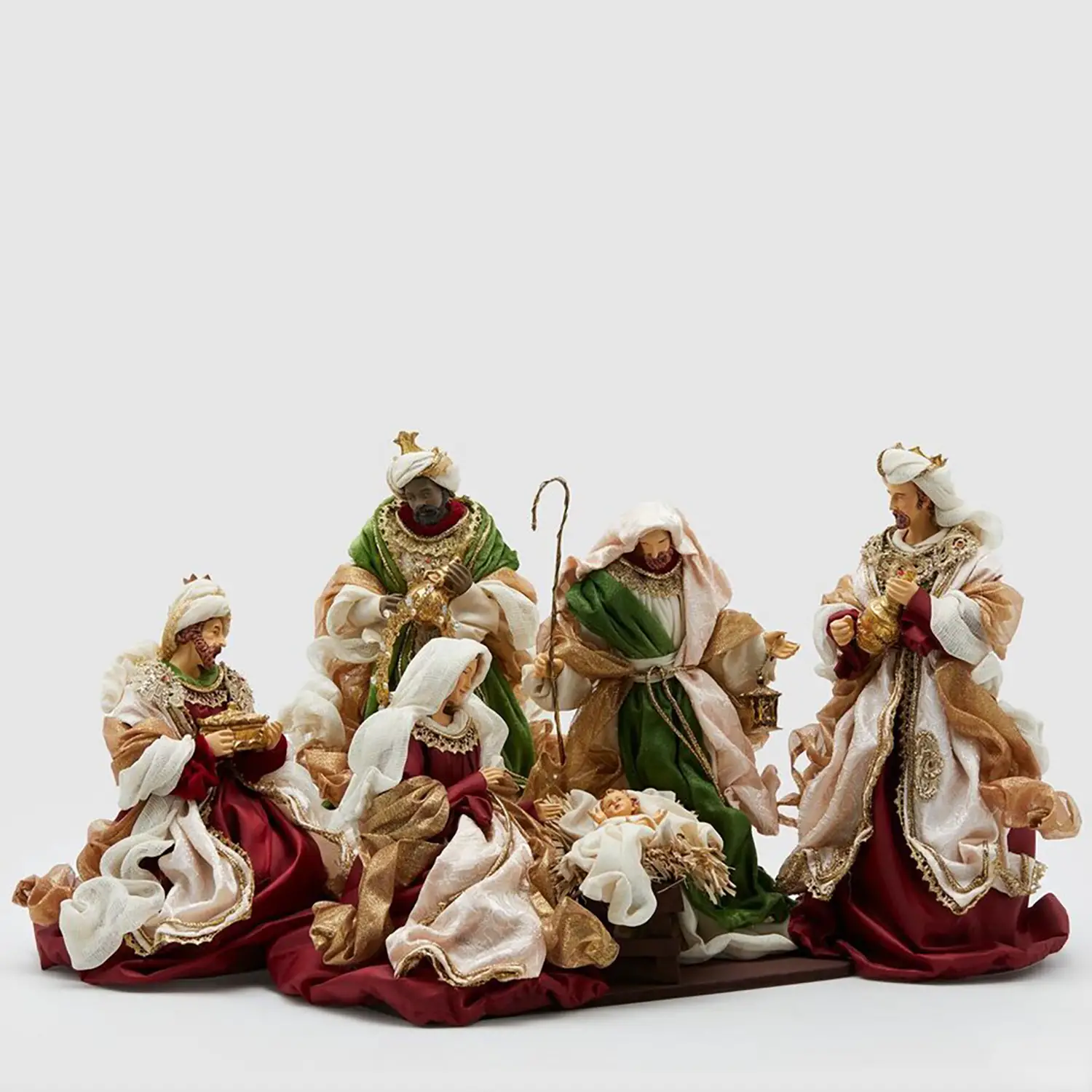 EDG Natività King con Re Magi Statuette 36cm Verde Rosso - presepi