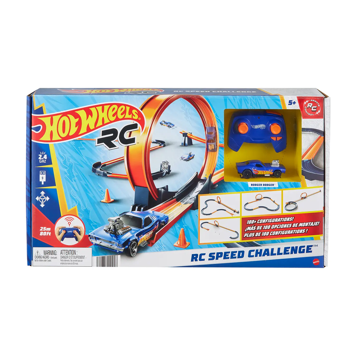 Hot Wheels RC Sfida di Velocità - Pista con 30 Pezzi e Veicolo Radiocomandato - Veicoli, garage e piste