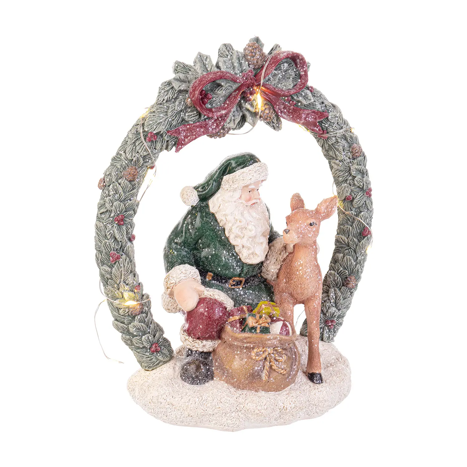 Babbo Tyson Verde con Coronacina LED Decorazione Natalizia 22,5cm - addobbi casa