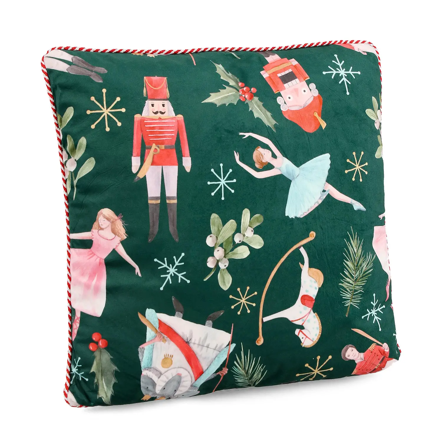 Cuscino Natale Schiaccianoci Lukas 45x45 Effetto Velluto Verde - addobbi casa