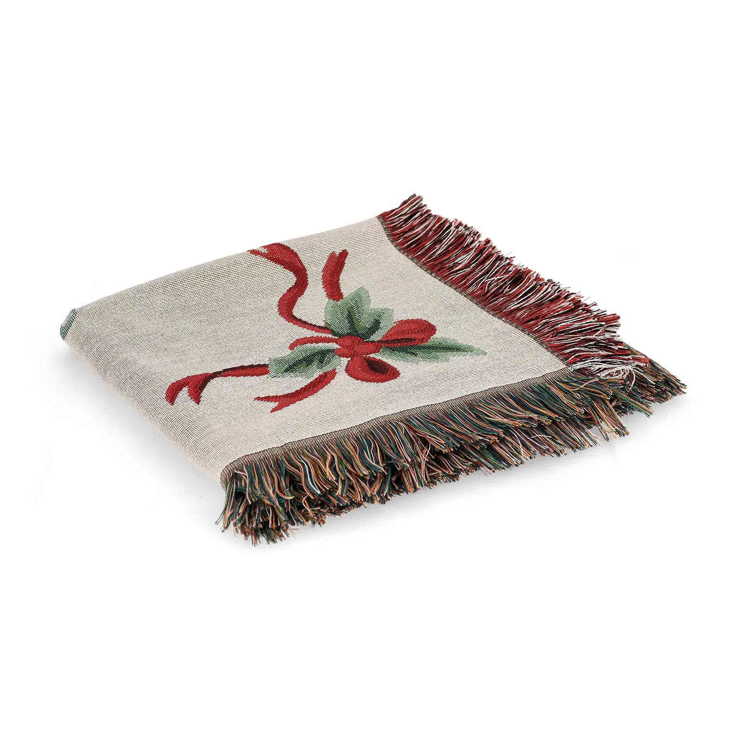 Plaid Natalizio Bow 152x127 Verde Rosso - addobbi casa