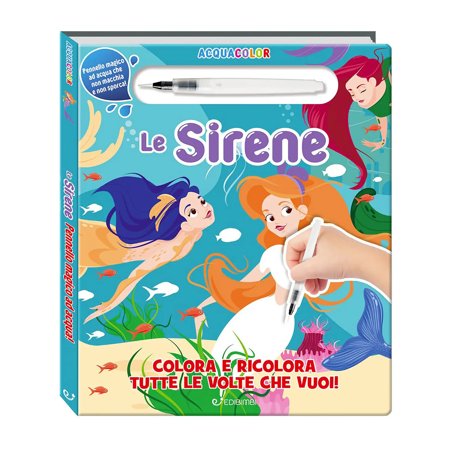 Libro Acquacolor Con Pennarello Magico Ad Acqua - Sirene - Prima biblioteca