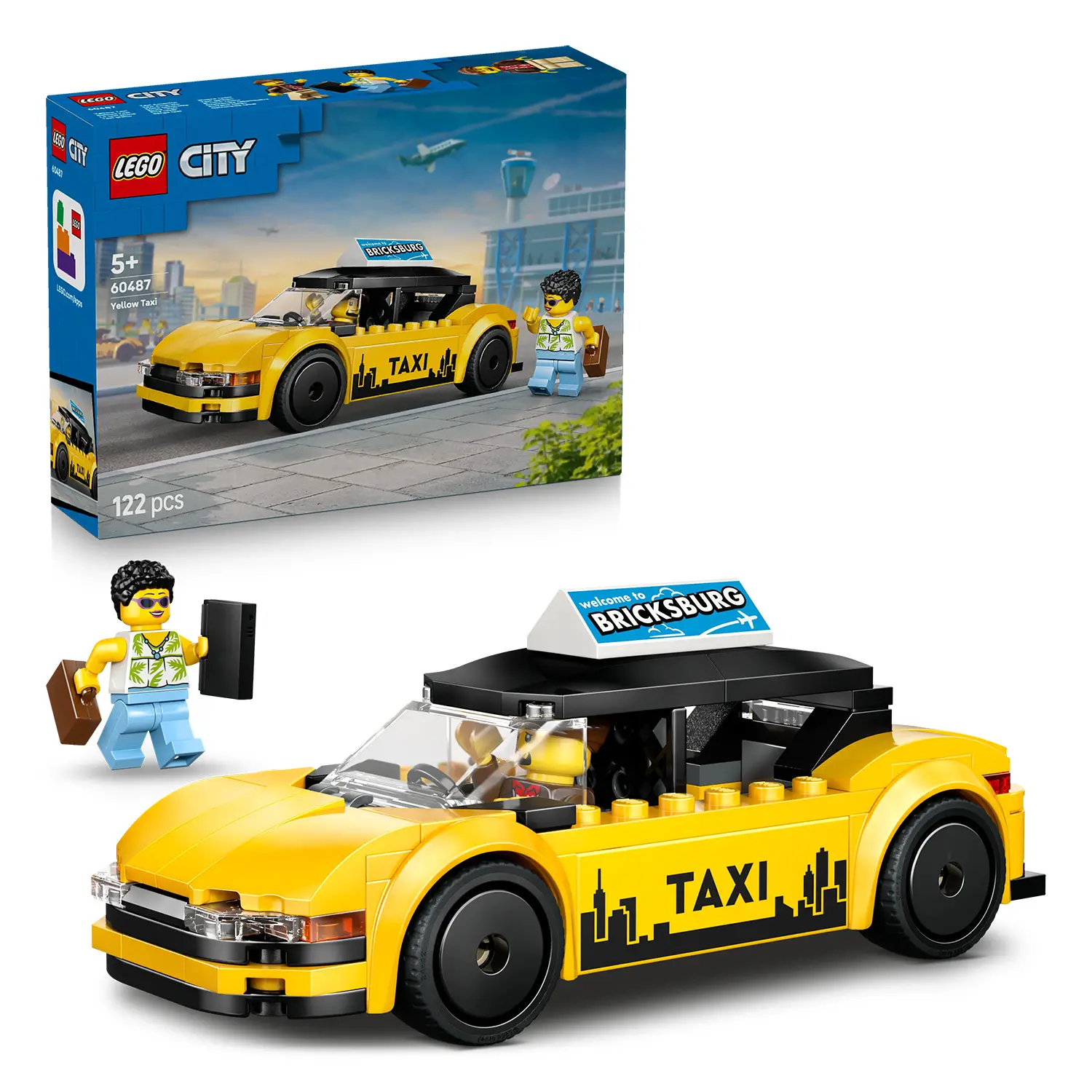 LEGO City Taxi Giallo 60487 Auto Giocattolo con 2 Minifigure 5+ - lego
