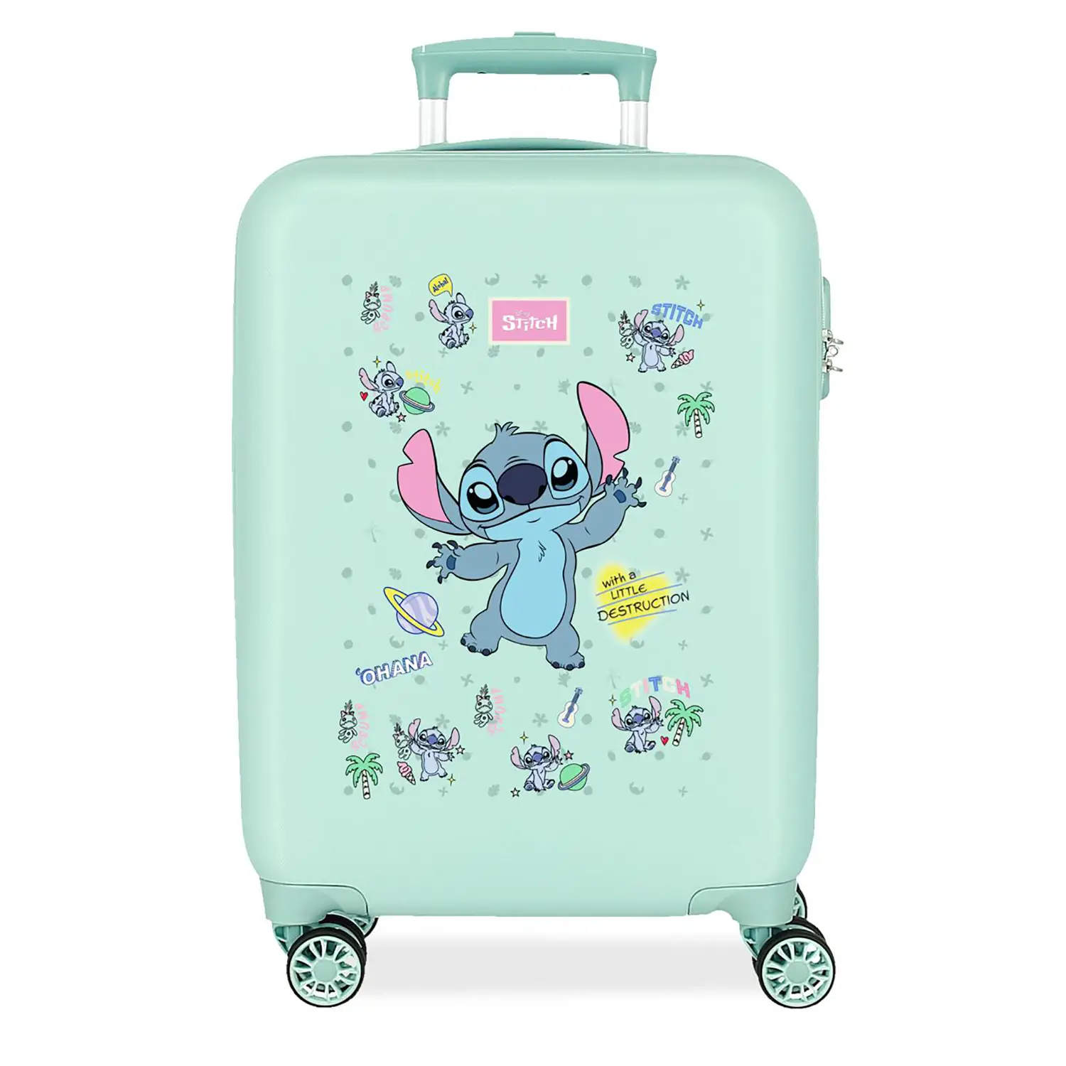 Stitch Little Destruction Trolley Abs 55 Cm 4 Ruote Turchese - regalo e gadget valigeria