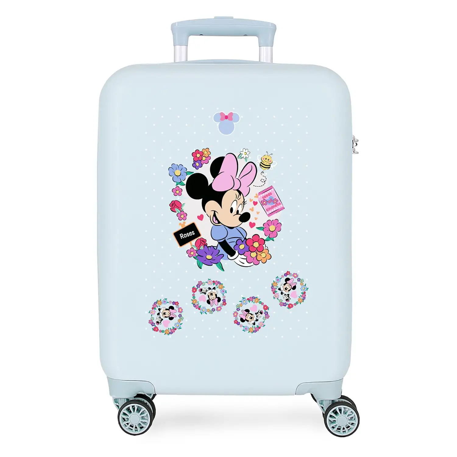 Minnie Flowers Trolley Abs 55 Cm 4 Ruote Celeste Chiaro - regalo e gadget valigeria
