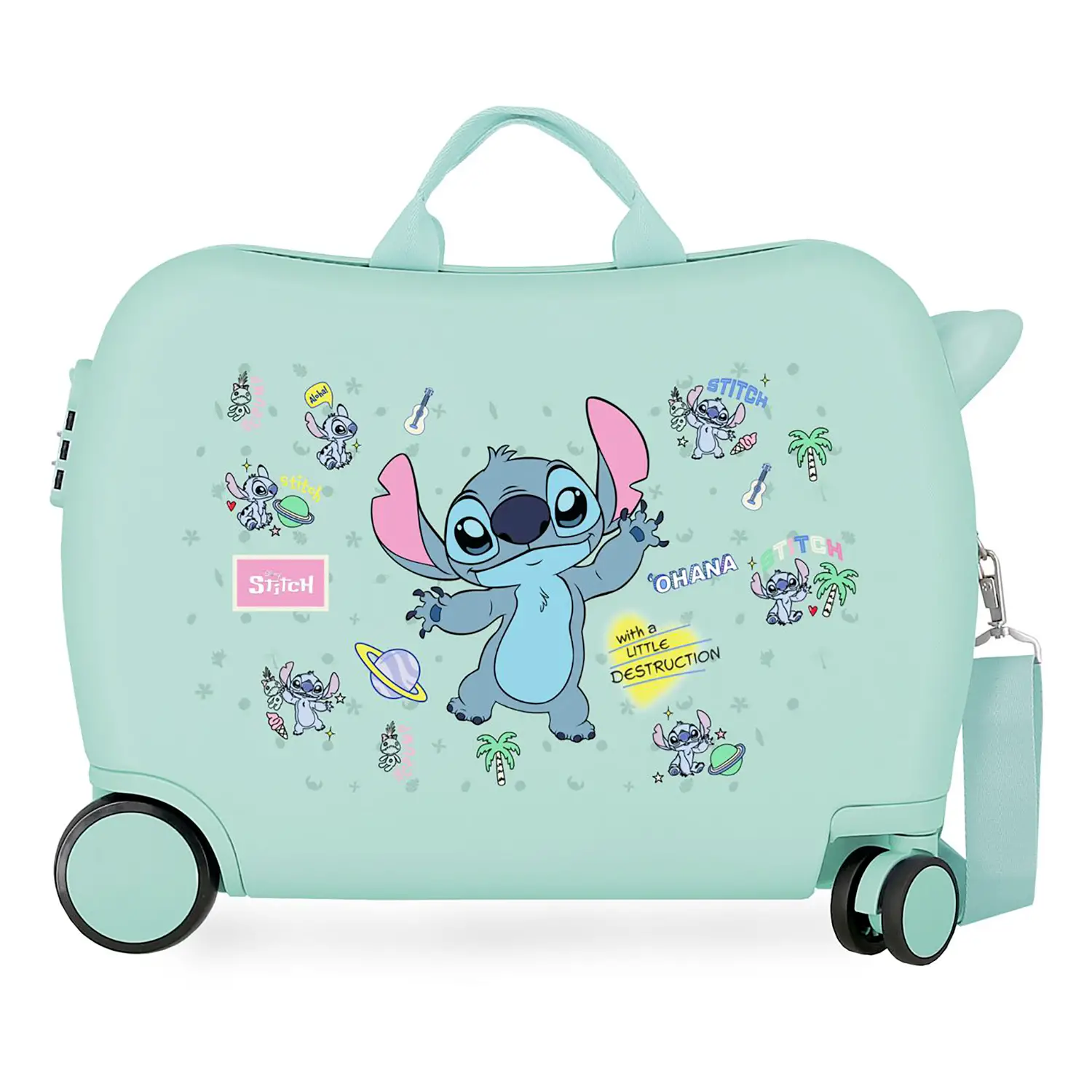 Stitch Little Des Trolley da Viaggio Cavalcabile Abs 50 cm 4 Ruote Turchese - regalo e gadget valigeria