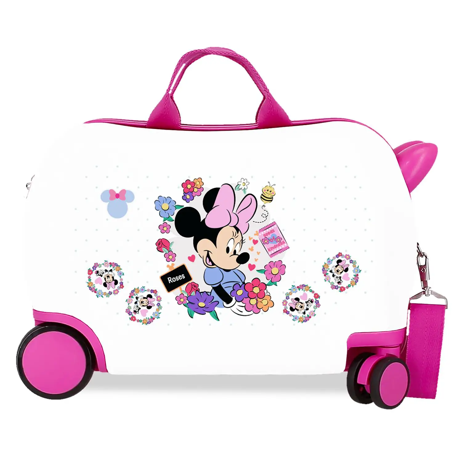 Minnie Flowers Trolley Da Viaggio Cavalcabile Abs 45 cm 4 Ruote Bianco - regalo e gadget valigeria