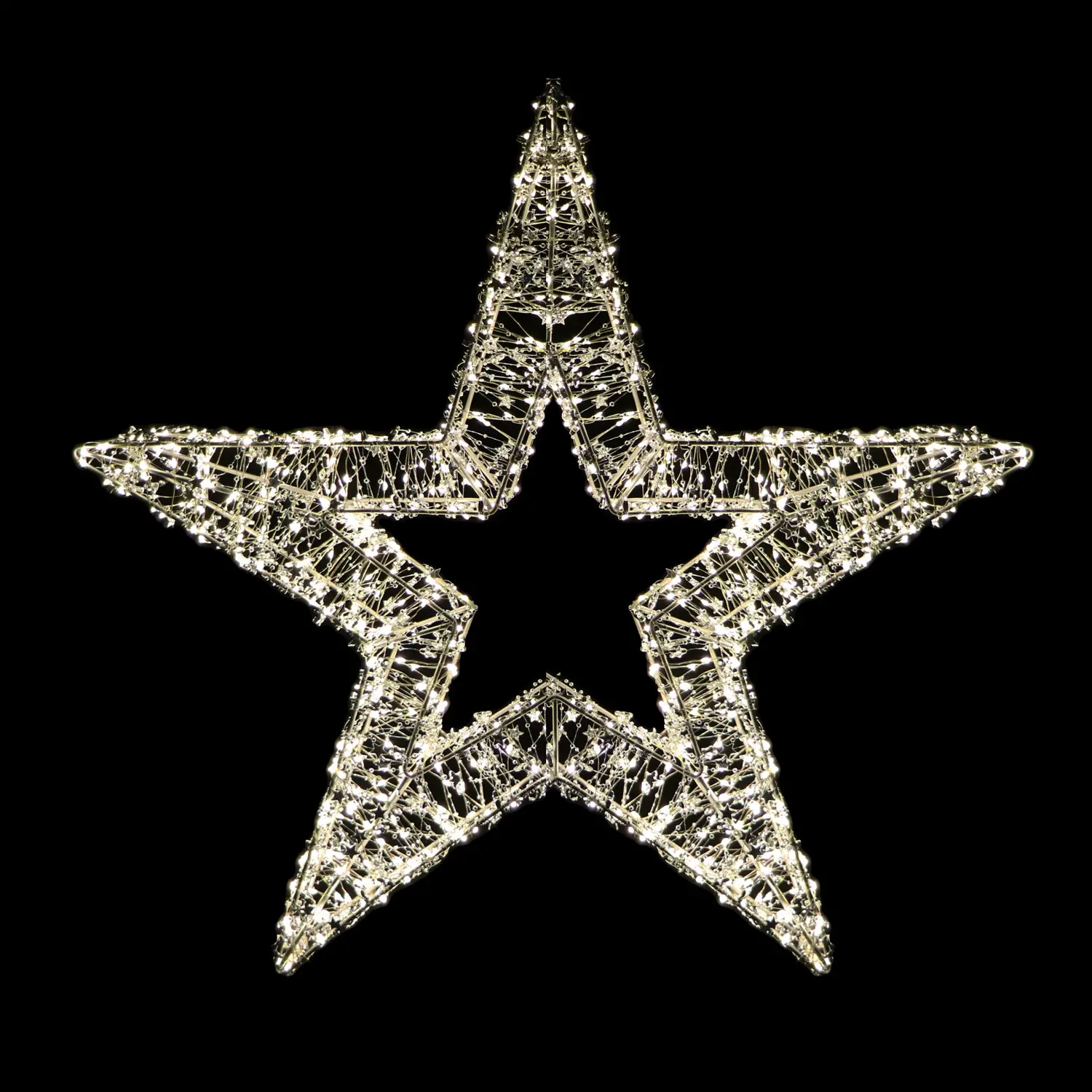 Stella Luminosa Natalizia 70 cm con 800 LED Luce Calda, Struttura Nera, Idonea Anche per Esterni - luci