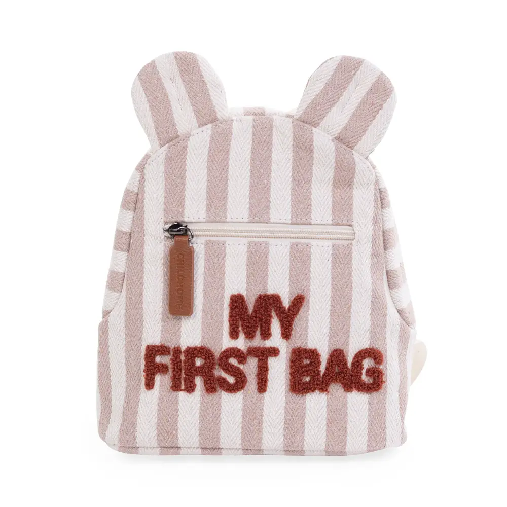 Childhome My First Bag Zaino Bambini Stripes Nude/Terracotta - zainetti asilo