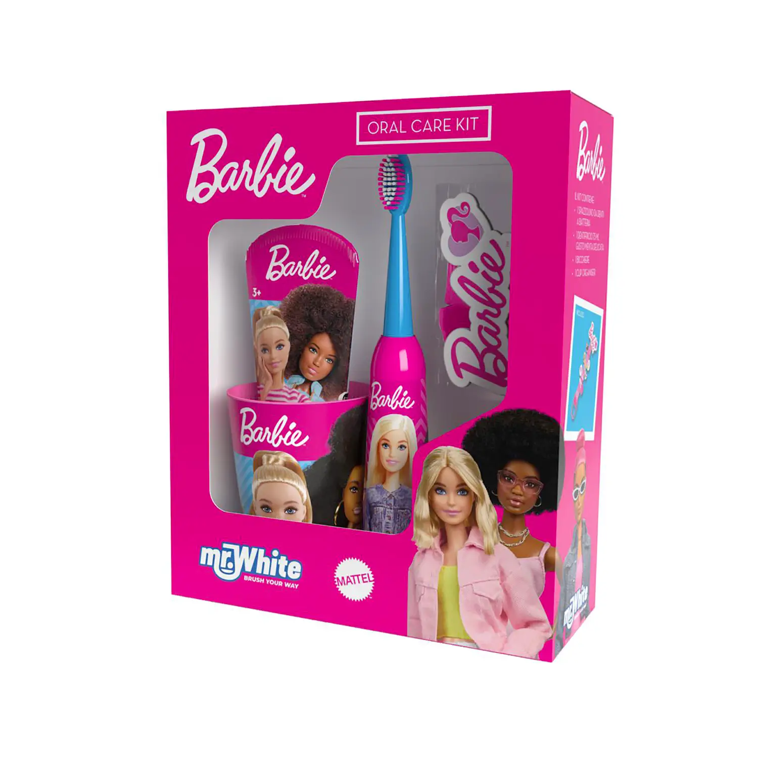 Barbie Set Regalo Spazzolino Turbo, Dentrificio, Bicchiere e Fermagli Personalizzati - regalo e gadget valigeria