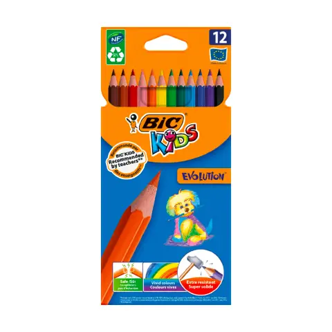 BIC KIDS EVOLUTION CRAYONS - 12 COLORS